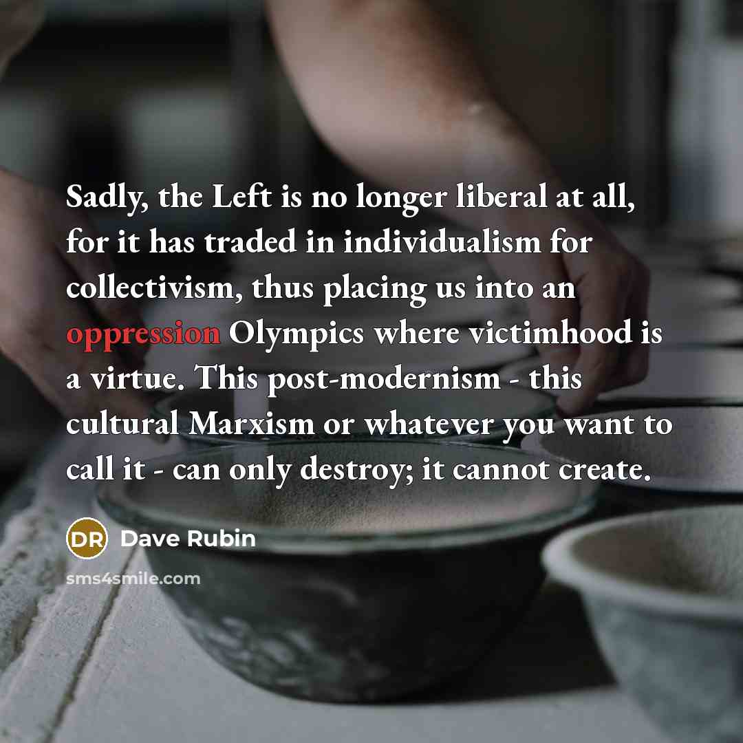 “Sadly, the Left is no longer liberal at all, for…” quote by Dave Rubin