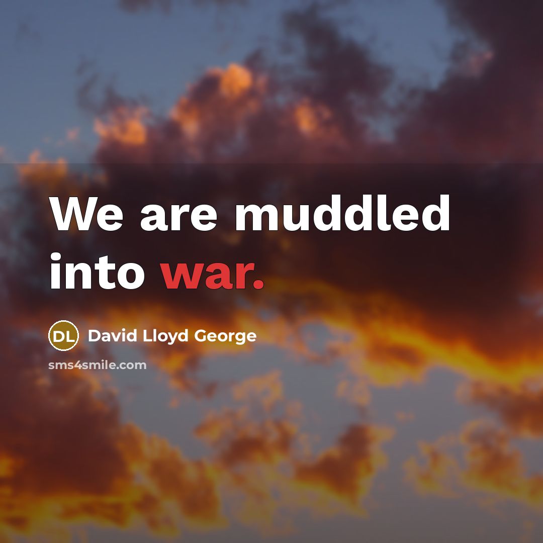 “We are muddled into war.” quote by David Lloyd George
