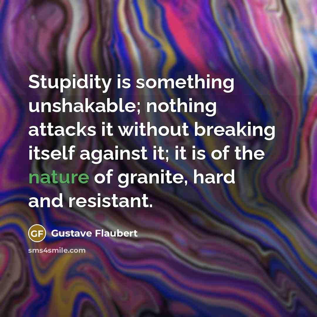 “Stupidity is something unshakable; nothing attacks it without breaking itself…” quote by Gustave Flaubert