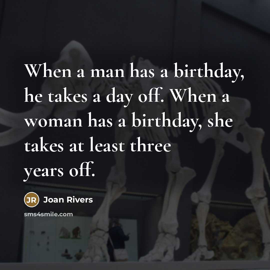“When a man has a birthday, he takes a day…” quote by Joan Rivers