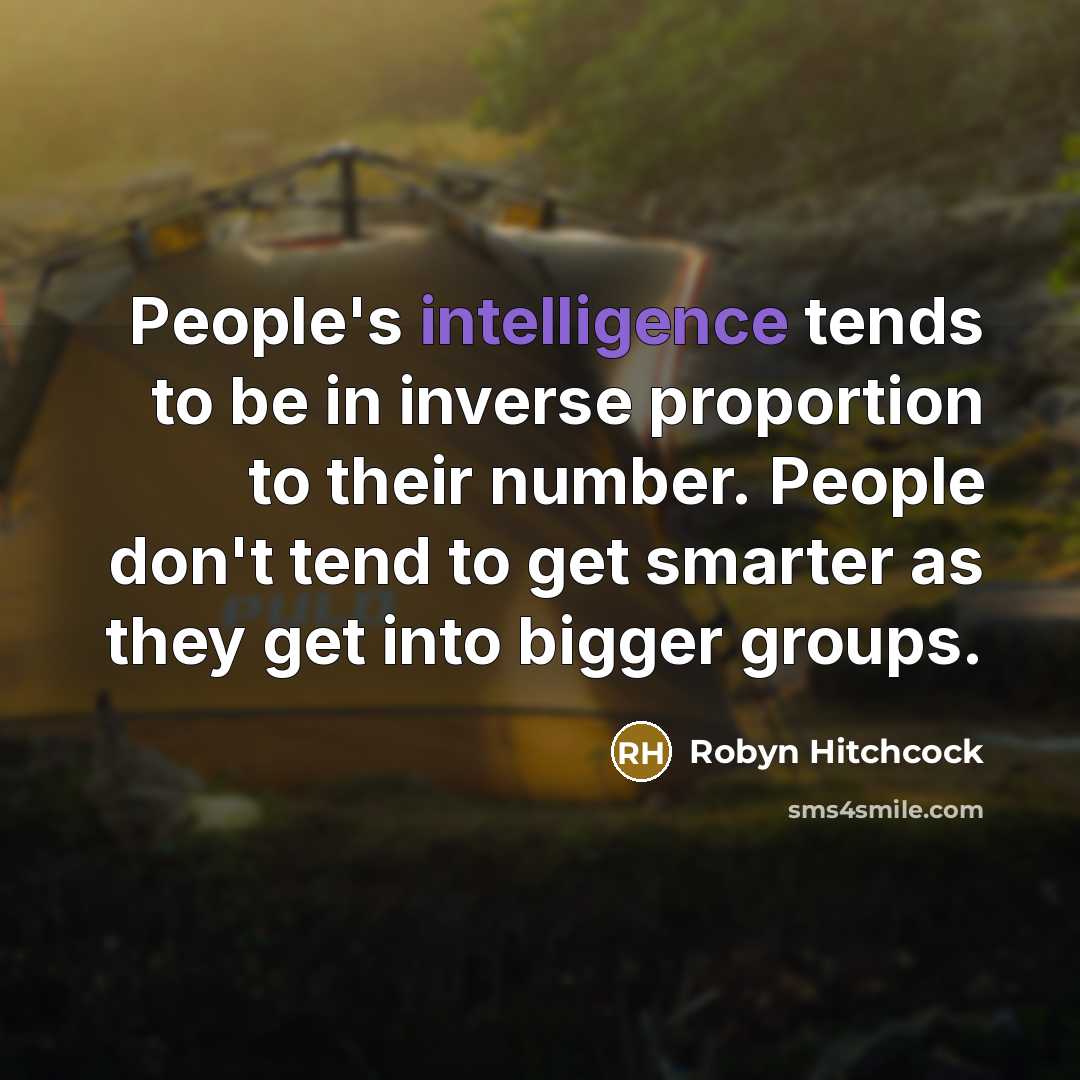 “People's intelligence tends to be in inverse proportion to their…” quote by Robyn Hitchcock