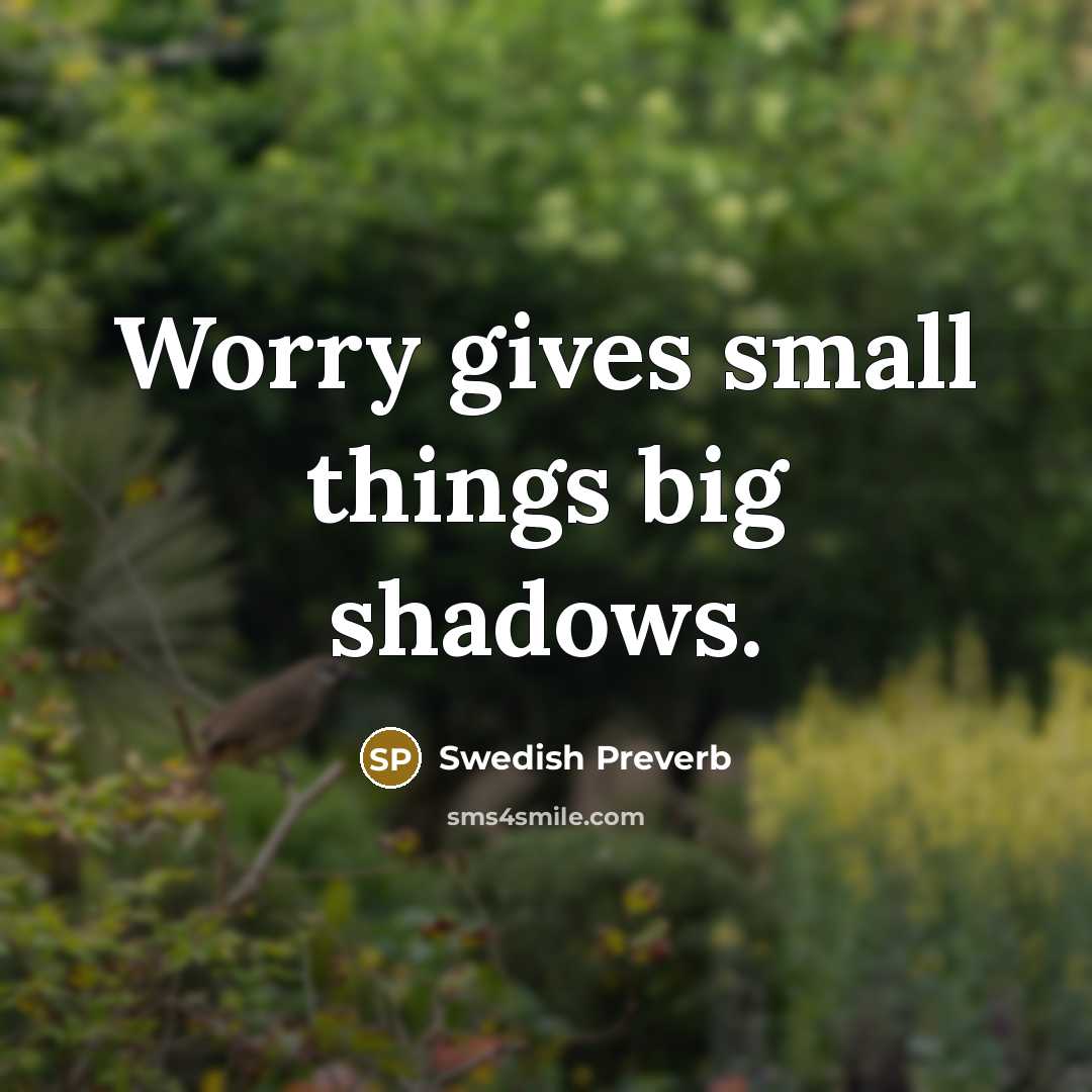 “Worry gives small things big shadows.” quote by Swedish Preverb