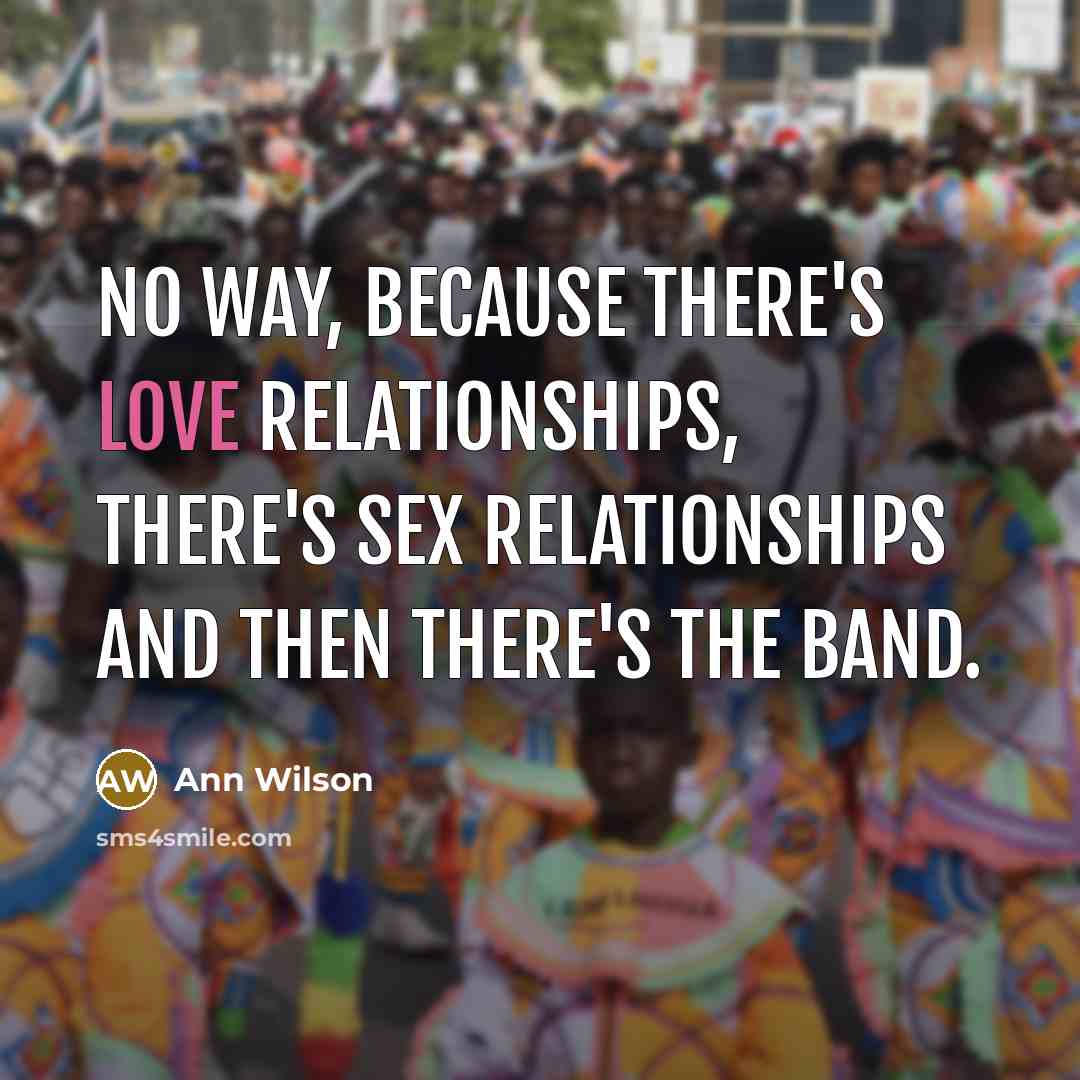“No way, because there's love relationships, there's sex relationships and…” quote by Ann Wilson