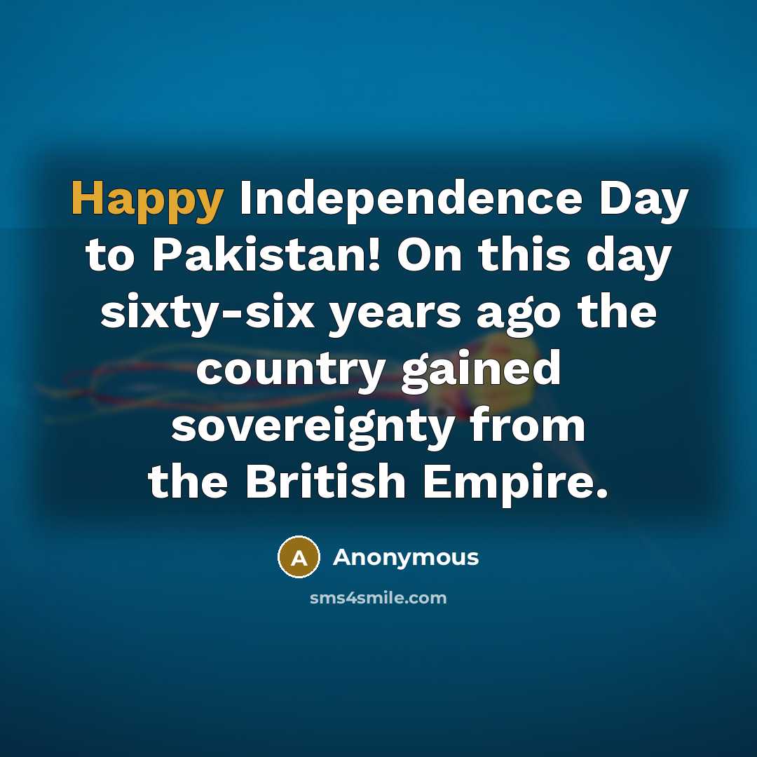 “Happy Independence Day to Pakistan! On this day sixty-six years…” quote by Anonymous