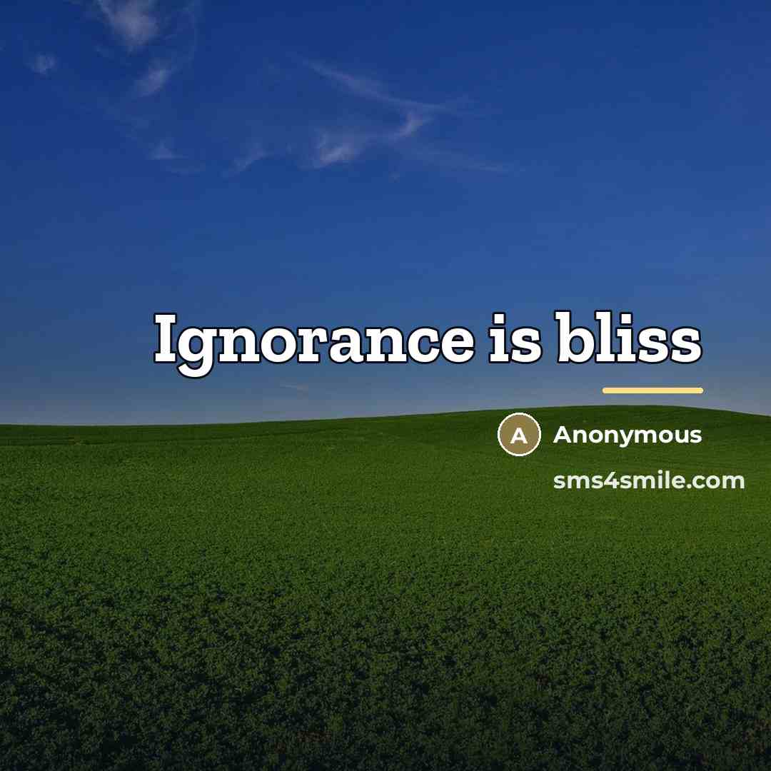 “Ignorance is bliss…” quote by Anonymous