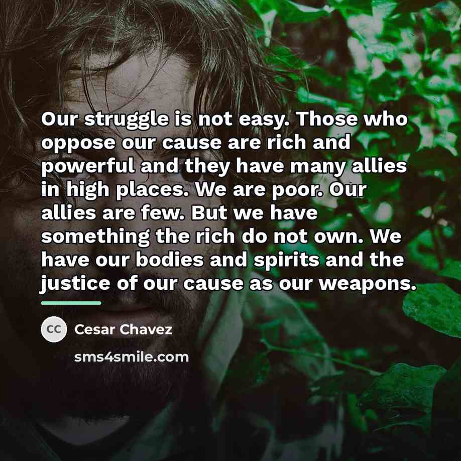 “Our struggle is not easy. Those who oppose our cause…” quote by Cesar Chavez