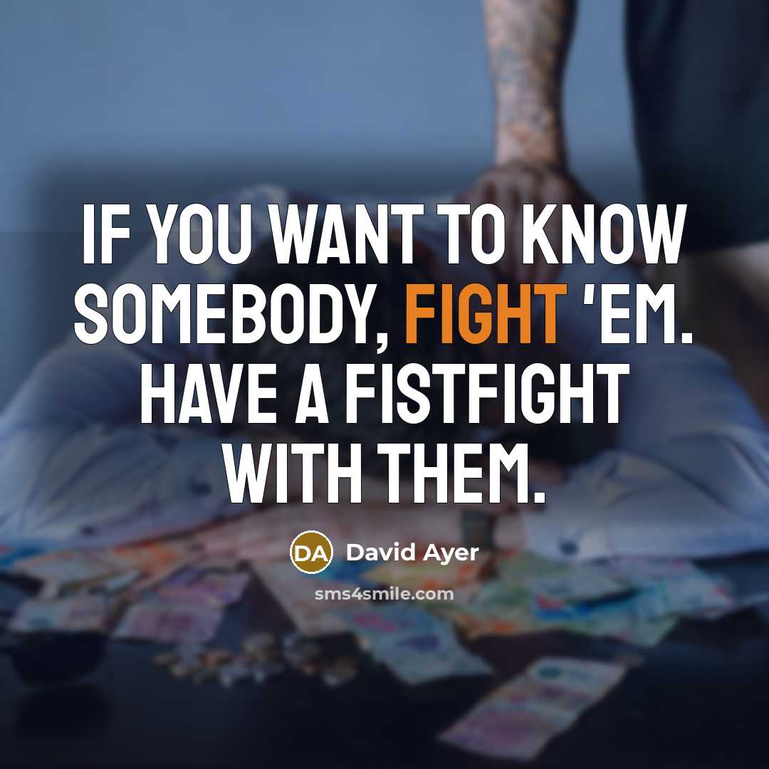 “If you want to know somebody, fight 'em. Have a…” quote by David Ayer