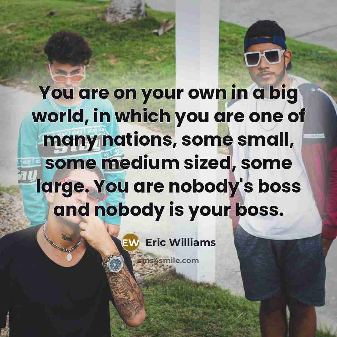“You are on your own in a big world, in…” quote by Eric Williams