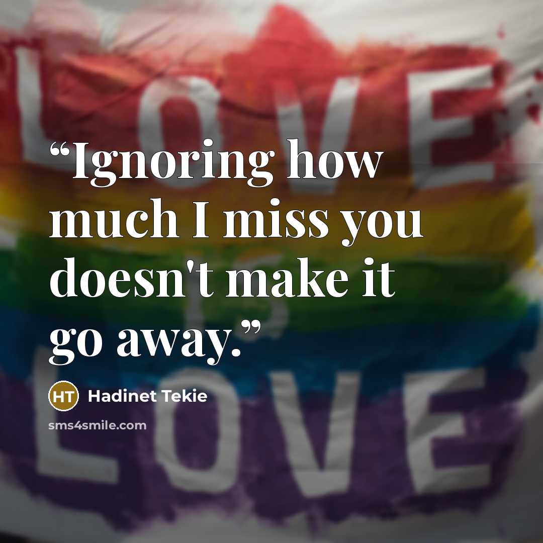 “Ignoring how much I miss you doesn't make it go away.” quote by Hadinet Tekie