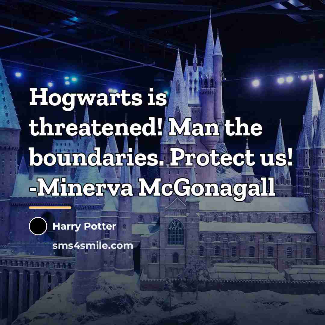 “Hogwarts is threatened! Man the boundaries. Protect us! -Minerva McGonagall…” quote by Harry Potter
