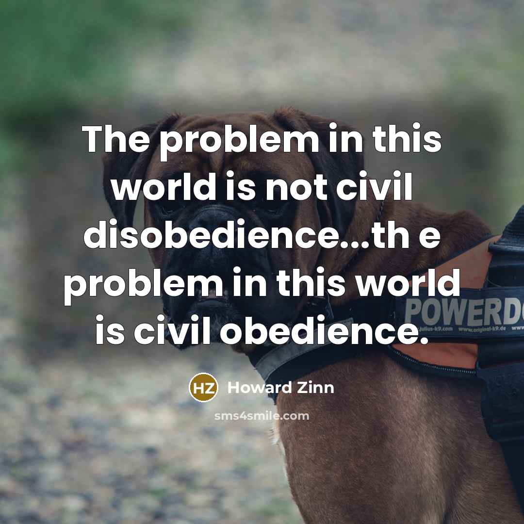“The problem in this world is not civil disobedience...th e…” quote by Howard Zinn