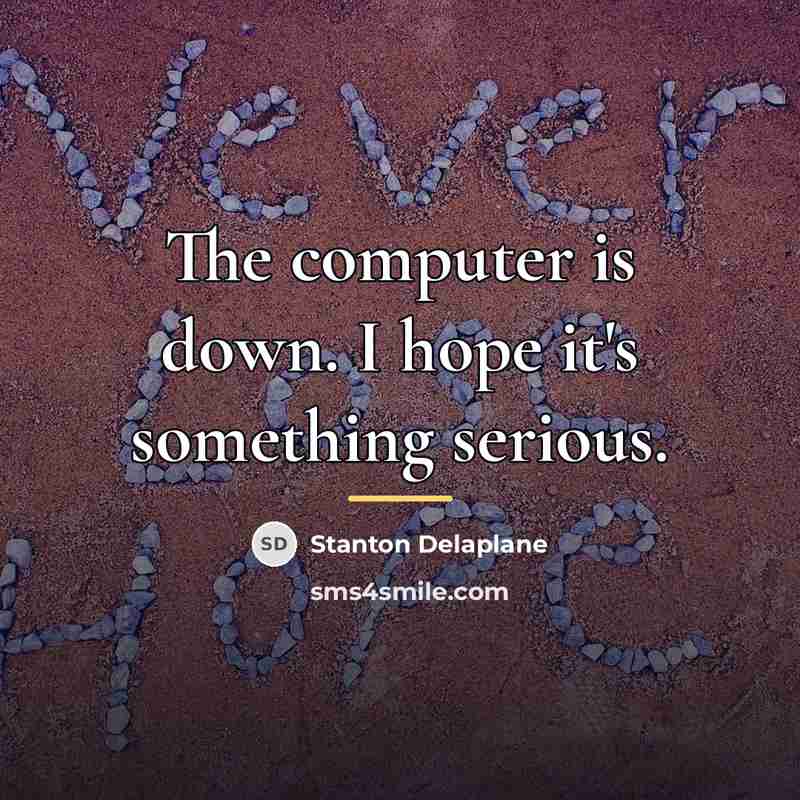 “The computer is down. I hope it's something serious.…” quote by Stanton Delaplane