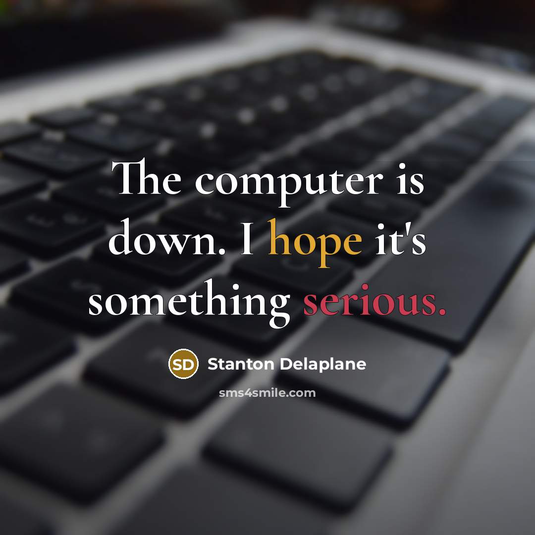 “The computer is down. I hope it's something serious.” quote by Stanton Delaplane