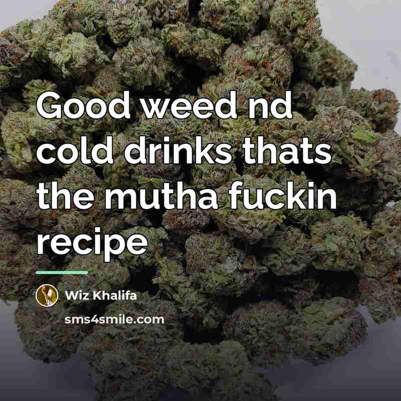 “Good weed nd cold drinks thats the mutha fuckin recipe…” quote by Wiz Khalifa