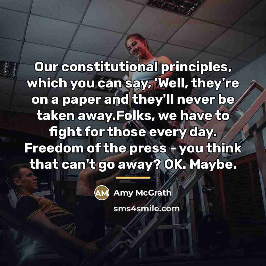 “Our constitutional principles, which you can say, 'Well, they're on…” quote by Amy McGrath