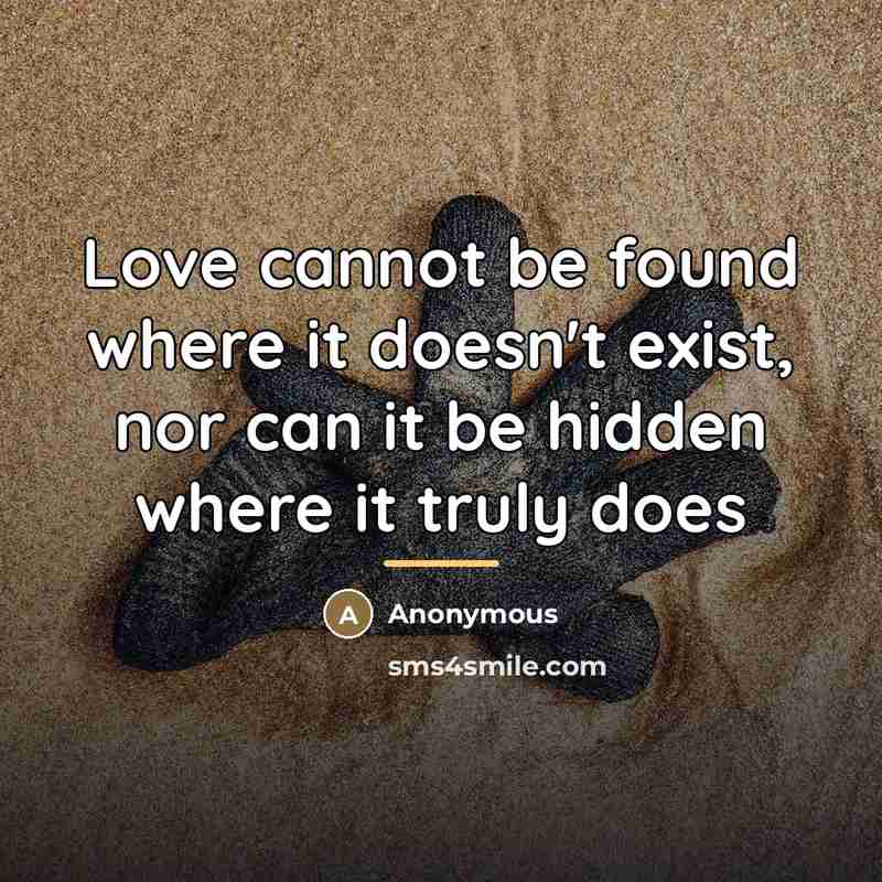 “Love cannot be found where it doesn't exist, nor can…” quote by Anonymous