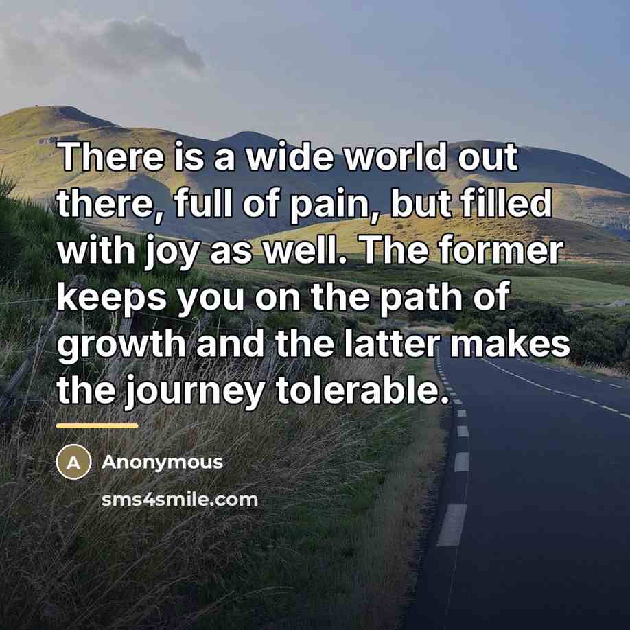 “There is a wide world out there, full of pain,…” quote by Anonymous