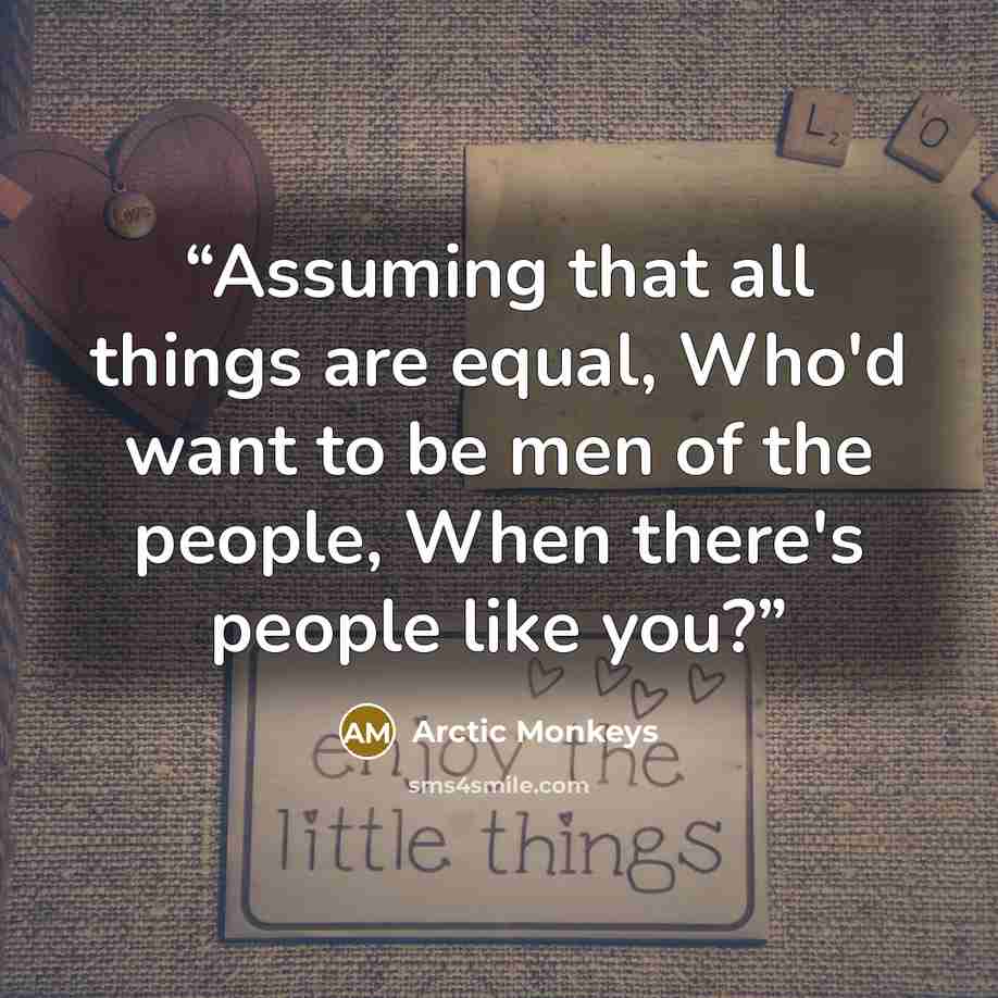 “Assuming that all things are equal, Who'd want to be men of the people, When there's people like you?” quote by Arctic Monkeys