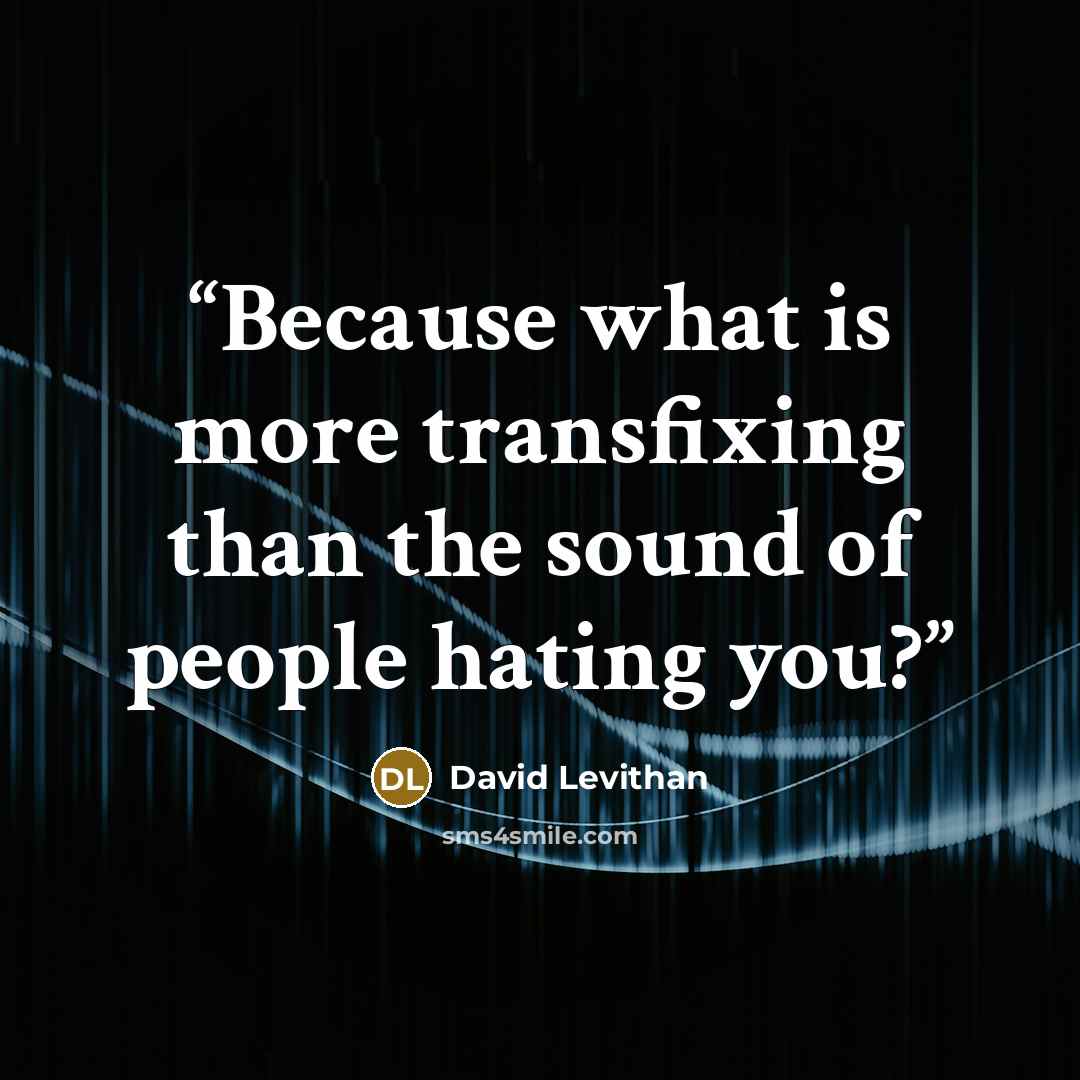 “Because what is more transfixing than the sound of people hating you?” quote by David Levithan