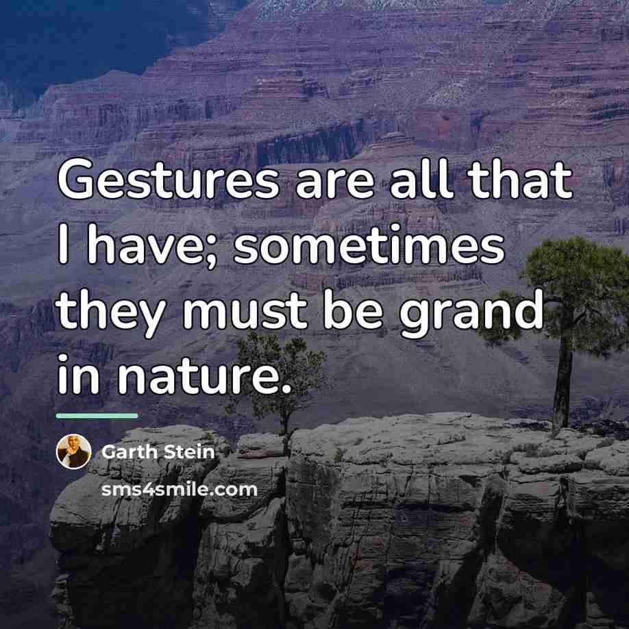 “Gestures are all that I have; sometimes they must be…” quote by Garth Stein