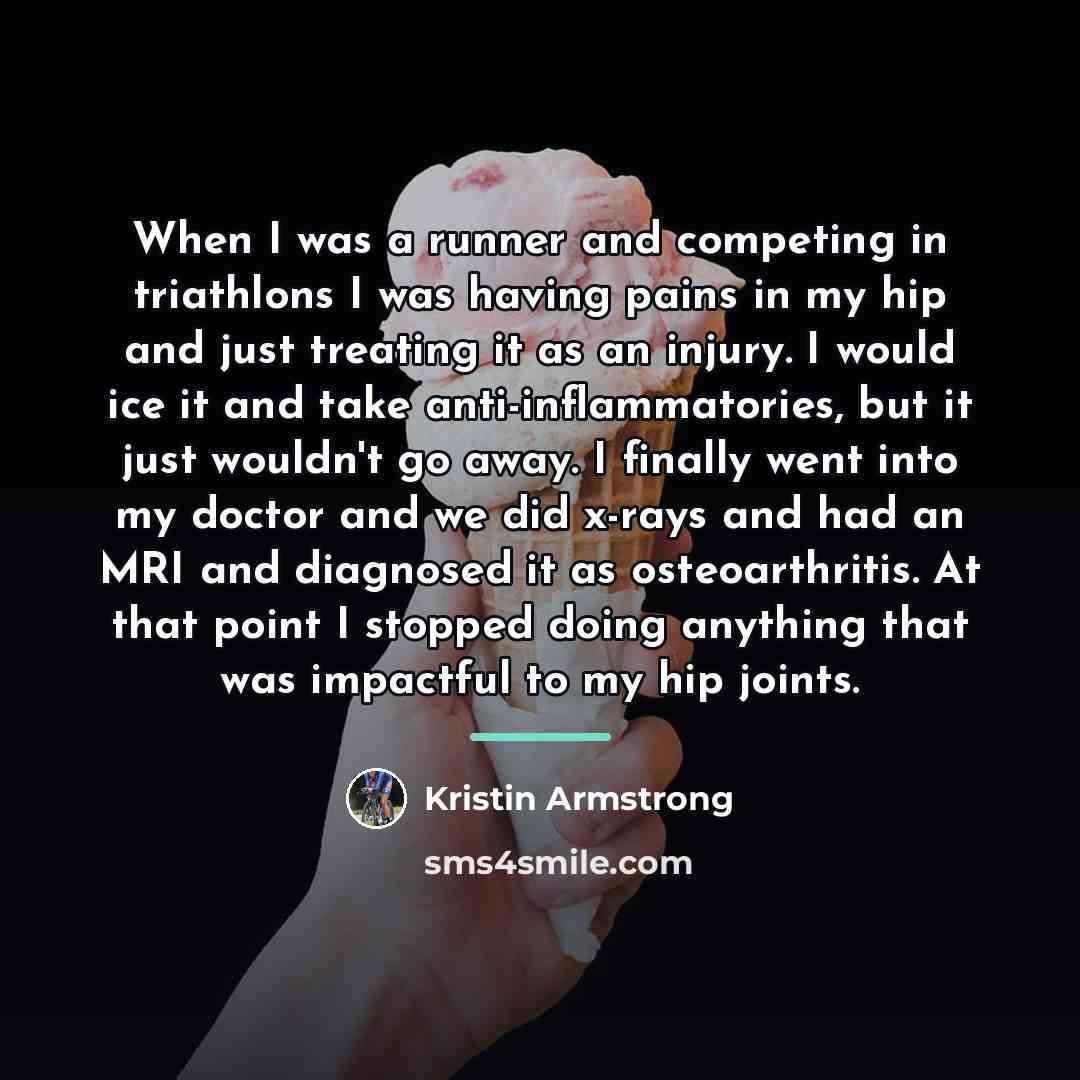 “When I was a runner and competing in triathlons I…” quote by Kristin Armstrong