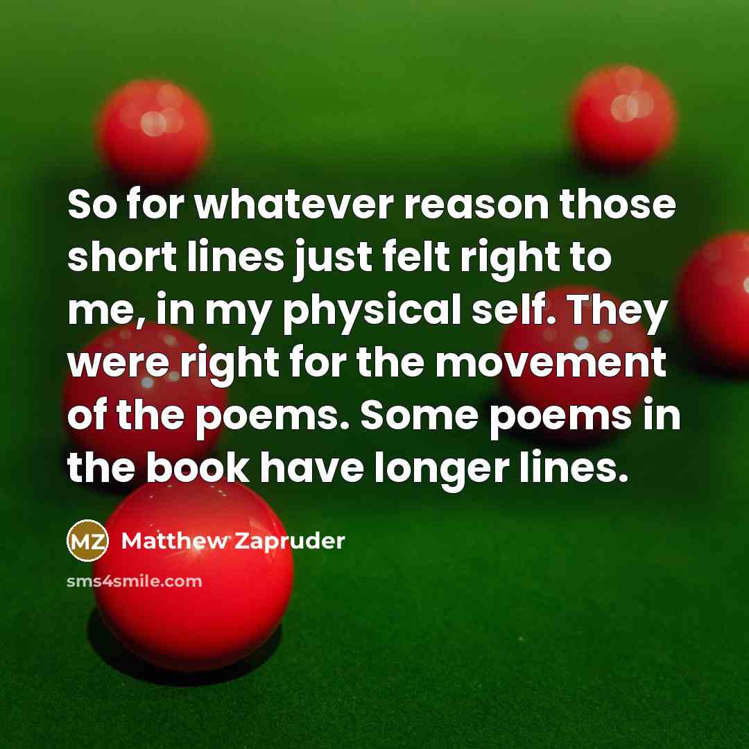 “So for whatever reason those short lines just felt right…” quote by Matthew Zapruder