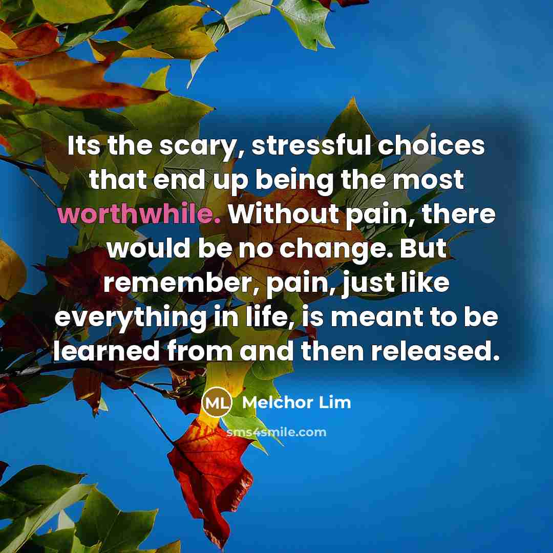 “Its the scary, stressful choices that end up being the…” quote by Melchor Lim