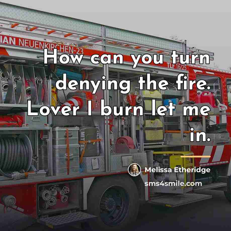 “How can you turn denying the fire. Lover I burn…” quote by Melissa Etheridge