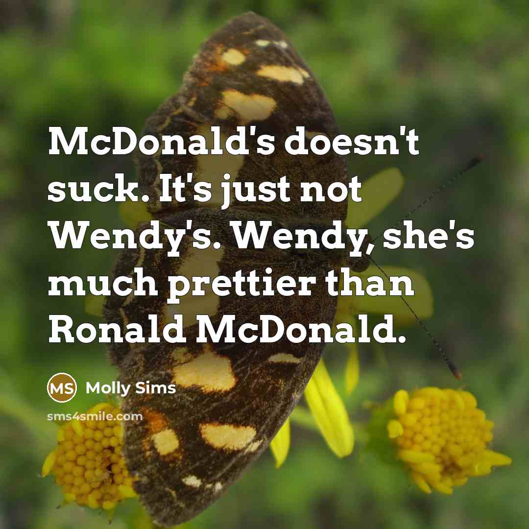 “McDonald's doesn't suck. It's just not Wendy's. Wendy, she's much…” quote by Molly Sims
