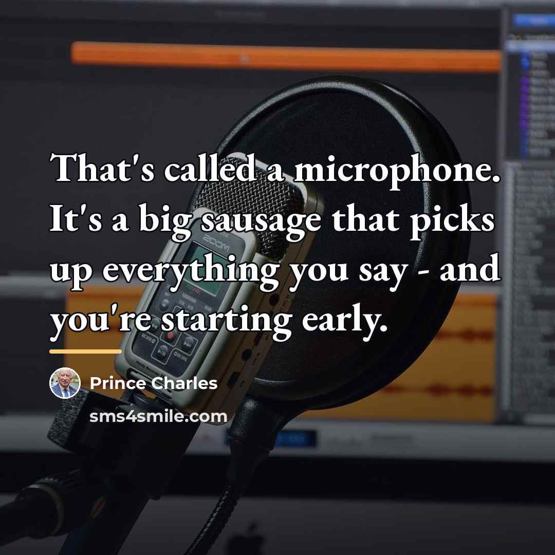 “That's called a microphone. It's a big sausage that picks…” quote by Prince Charles