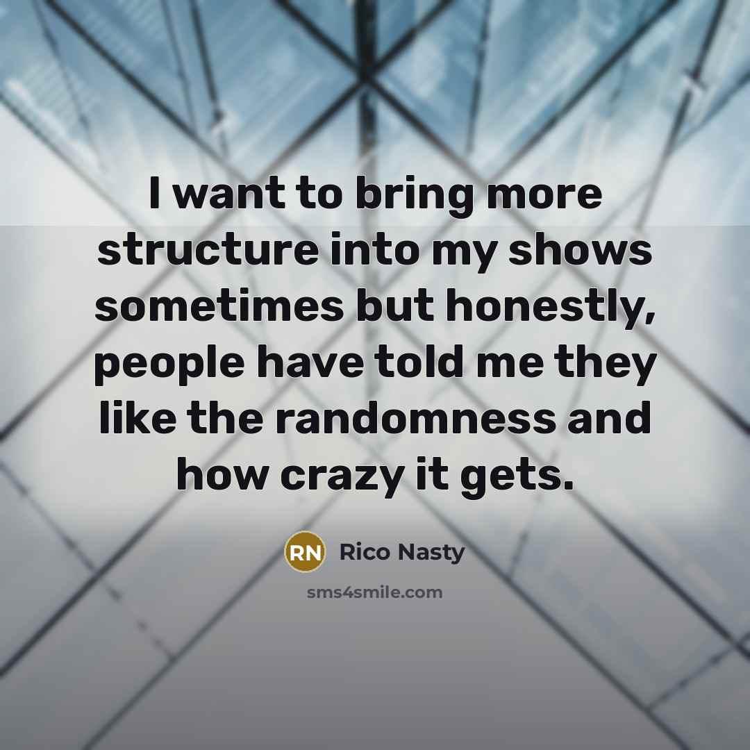 “I want to bring more structure into my shows sometimes…” quote by Rico Nasty