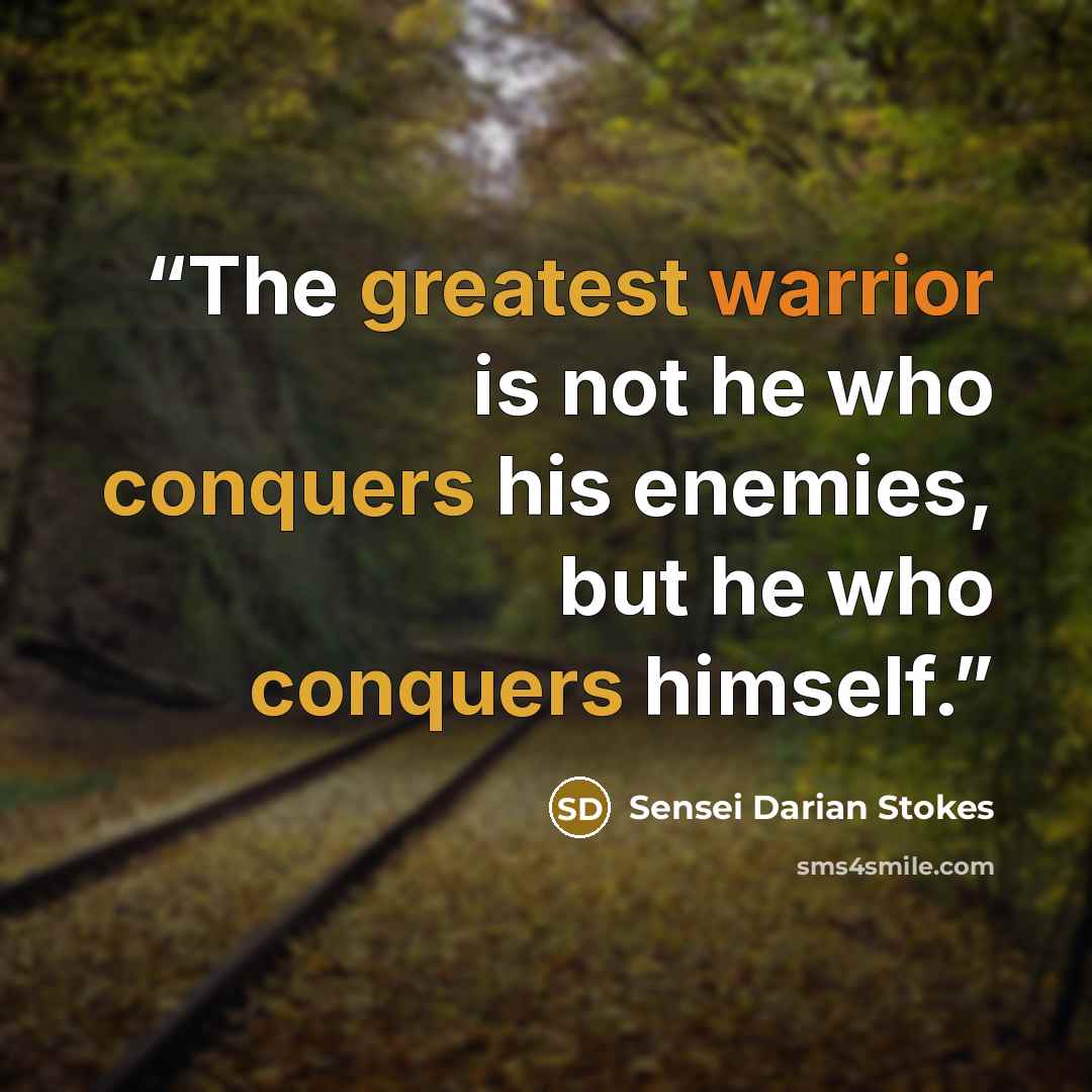 “The greatest warrior is not he who conquers his enemies, but he who conquers himself.” quote by Sensei Darian Stokes
