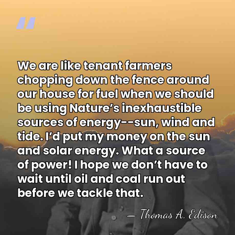 We are like tenant farmers chopping down the fence around our house&hellip; - Thomas Edison