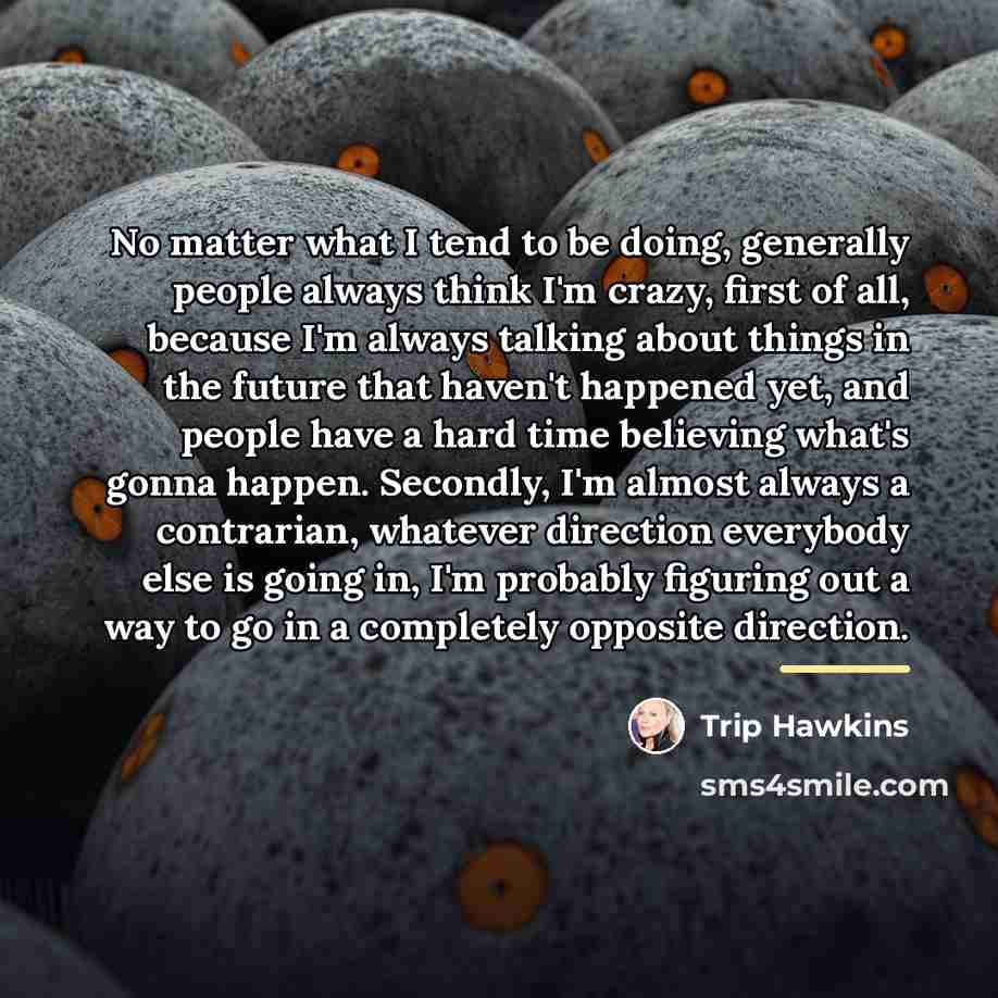 “No matter what I tend to be doing, generally people…” quote by Trip Hawkins