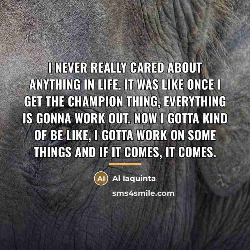 “I never really cared about anything in life. It was…” quote by Al Iaquinta