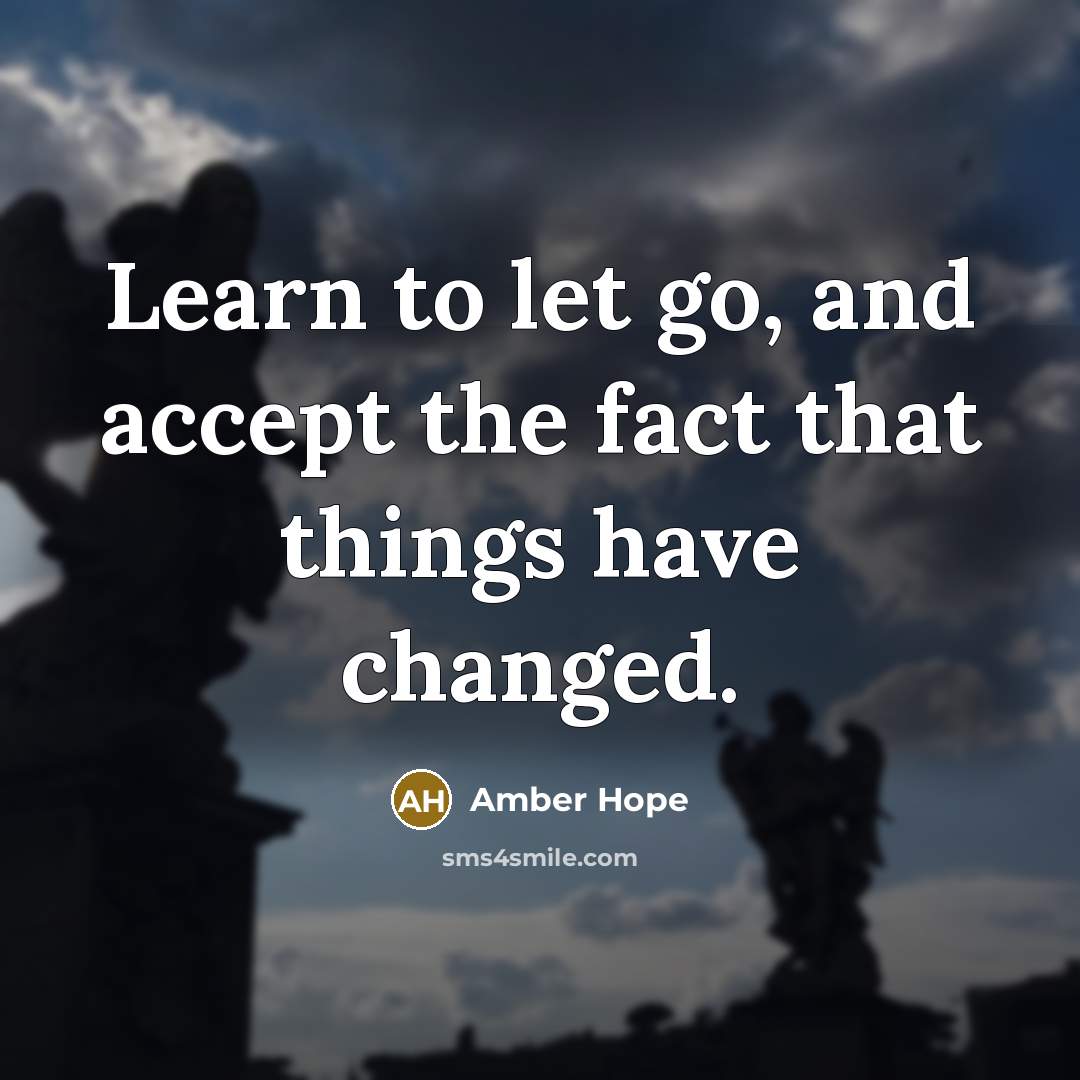“Learn to let go, and accept the fact that things have changed.” quote by Amber Hope