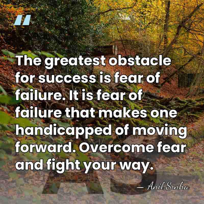 The greatest obstacle for success is fear of failure. It is fear&hellip; - Anil Sinha