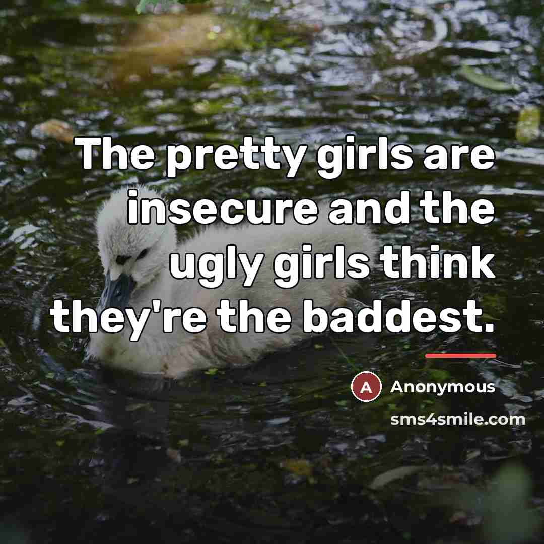 “The pretty girls are insecure and the ugly girls think…” quote by Anonymous