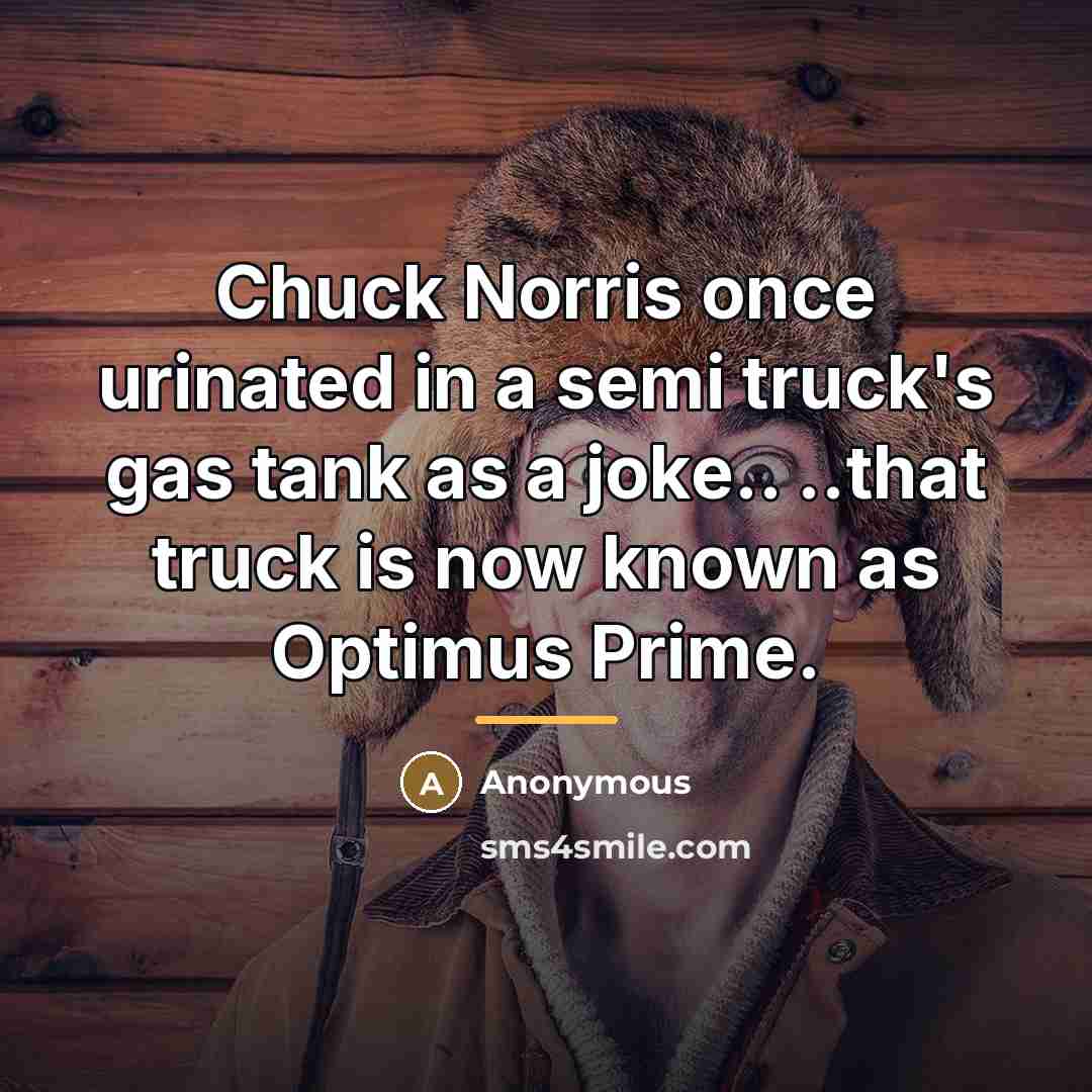 “Chuck Norris once urinated in a semi truck's gas tank…” quote by Anonymous