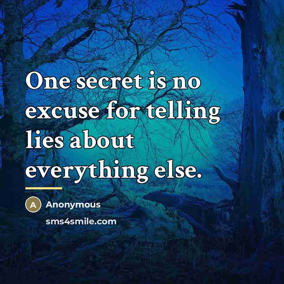 “One secret is no excuse for telling lies about everything…” quote by Anonymous