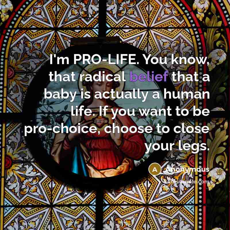 “I'm PRO-LIFE. You know, that radical belief that a baby…” quote by Anonymous