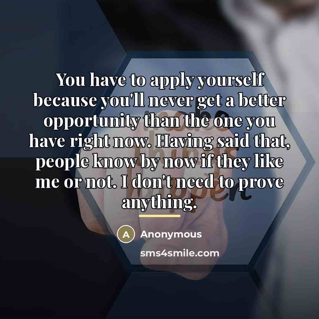 “You have to apply yourself because you'll never get a…” quote by Anonymous