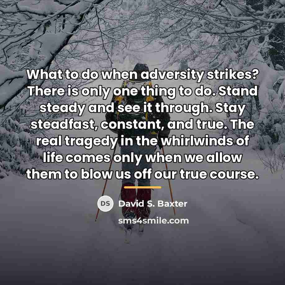 “What to do when adversity strikes? There is only one…” quote by David S. Baxter