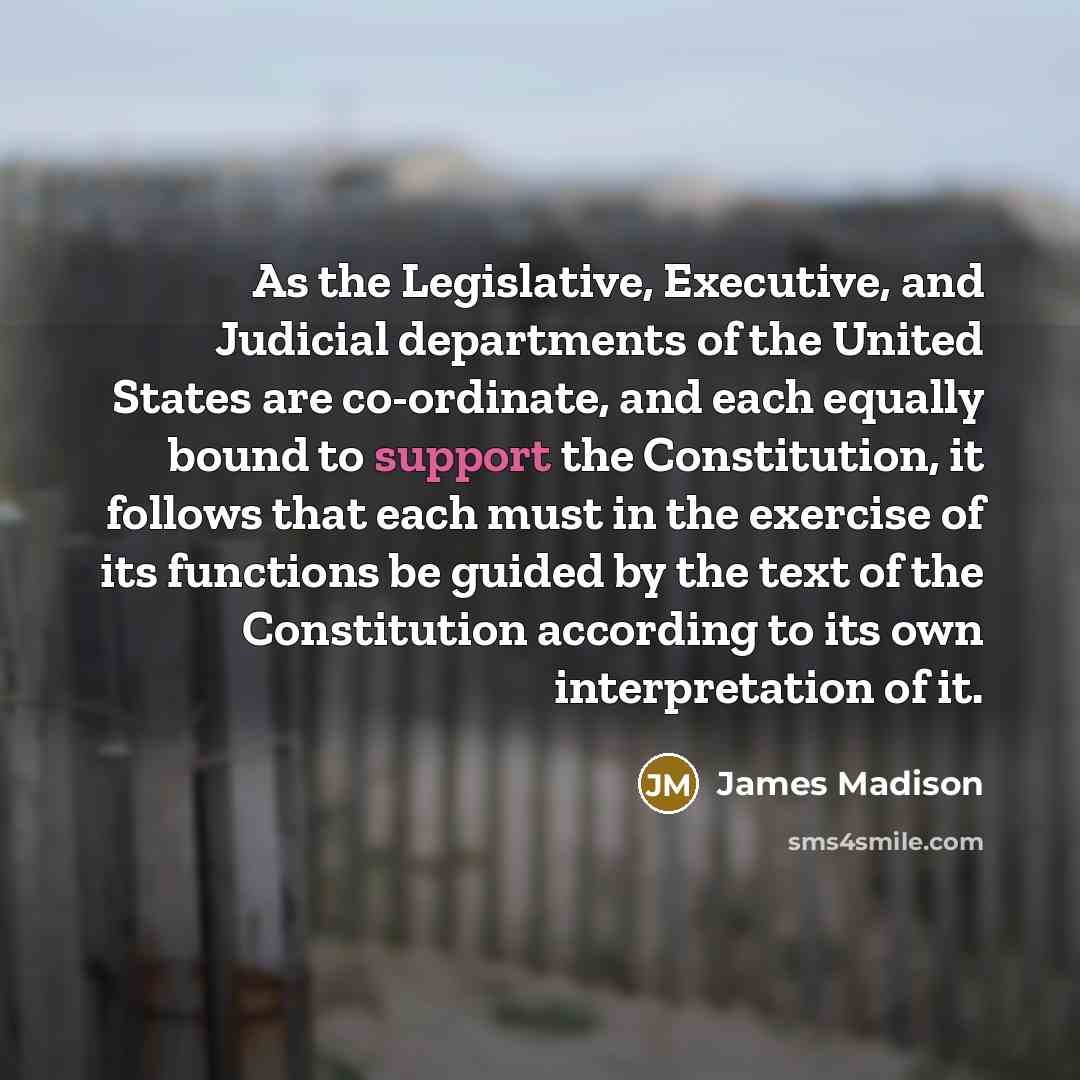“As the Legislative, Executive, and Judicial departments of the United…” quote by James Madison