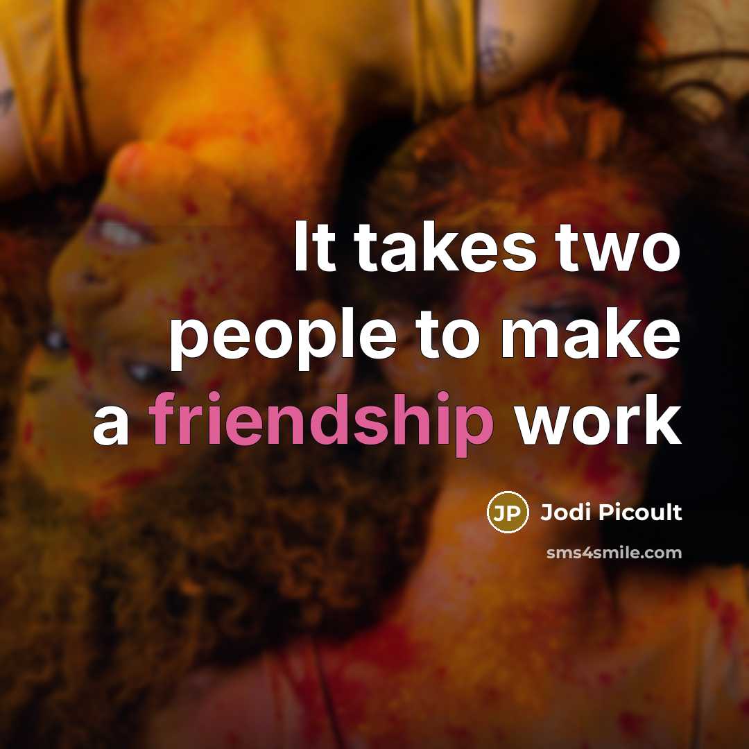 “It takes two people to make a friendship work” quote by Jodi Picoult