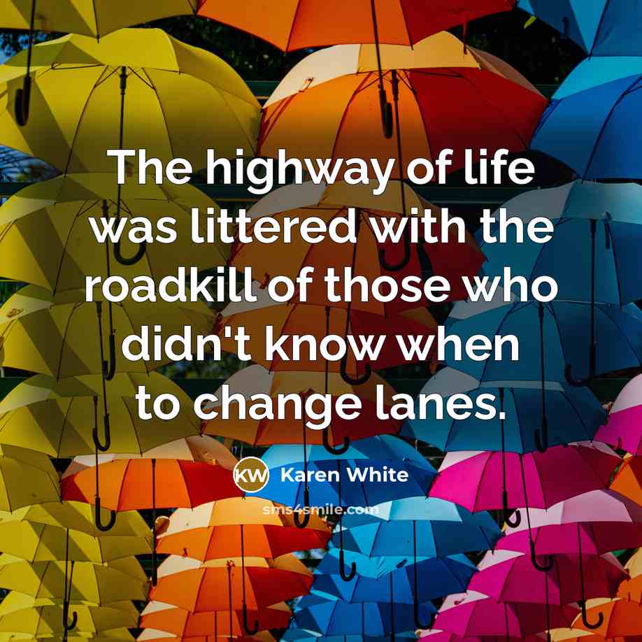 “The highway of life was littered with the roadkill of…” quote by Karen White