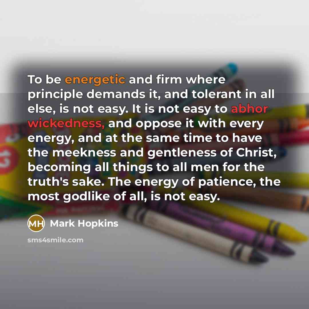 “To be energetic and firm where principle demands it, and…” quote by Mark Hopkins