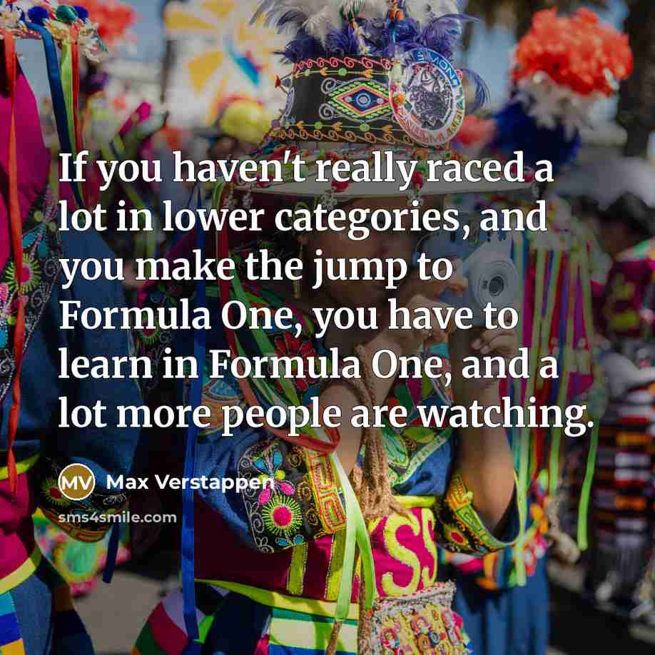 “If you haven't really raced a lot in lower categories,…” quote by Max Verstappen