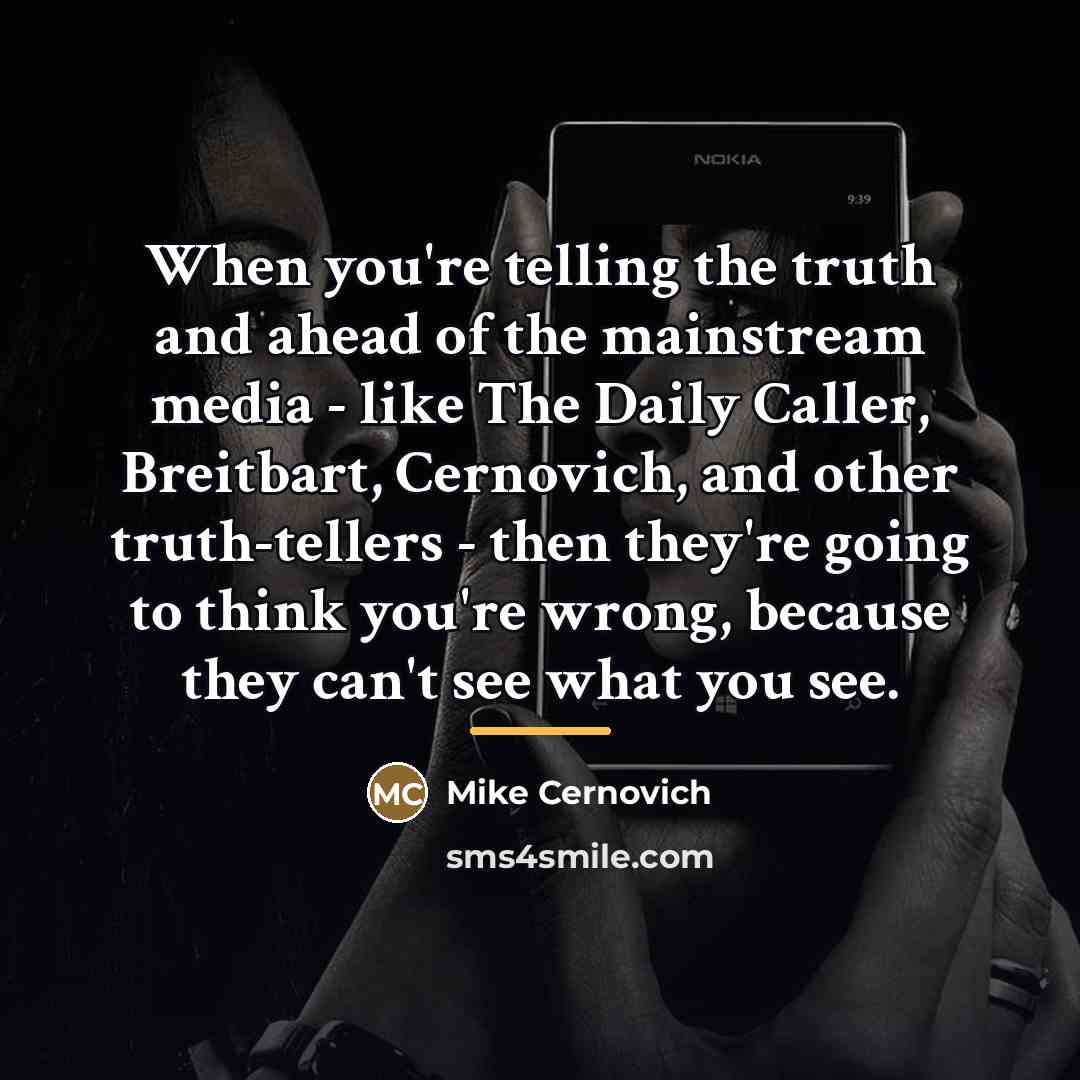 “When you're telling the truth and ahead of the mainstream…” quote by Mike Cernovich