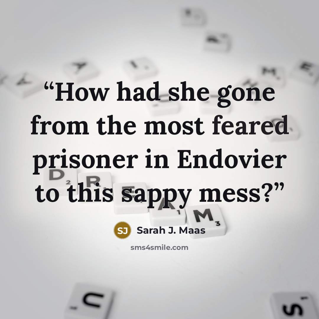 “How had she gone from the most feared prisoner in Endovier to this sappy mess?” quote by Sarah J. Maas